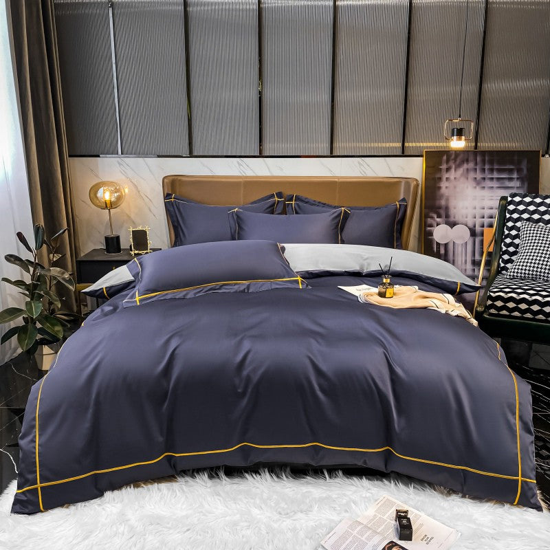Lençol de Cima Bordado 100% Algodão Egípcio Sedoso Conjunto de Cama Lençol de Cima Queen King Size