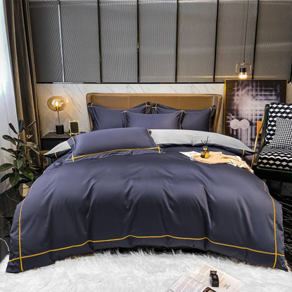 Lençol de Cima Bordado 100% Algodão Egípcio Sedoso Conjunto de Cama Lençol de Cima Queen King Size