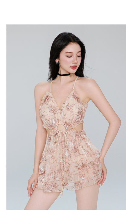 Ladies' One-piece Dress Style, High-end Sexy Backless Fairy-like Beach and Hot Spring Resort Swimsuit Breathable for Women