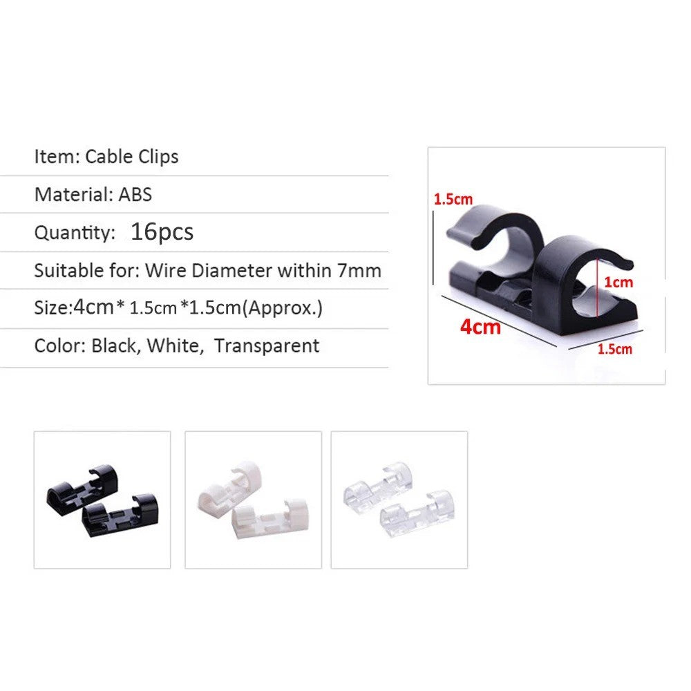 20 Pcs Cable Clips Organizer Drop Wire Holder Cord Management Self-Adhesive Cable Manager Fixed Clamp Wire Winder