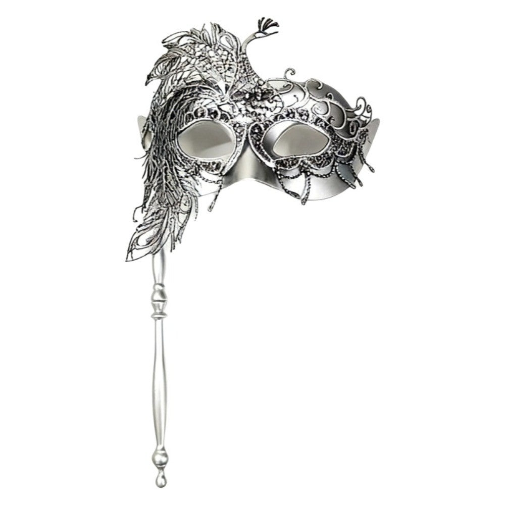 Half-face Handheld Masquerade Masks Masquerade Ball Props Carnival Party Lace Peacock Mask Costume Party Deecor with Stick