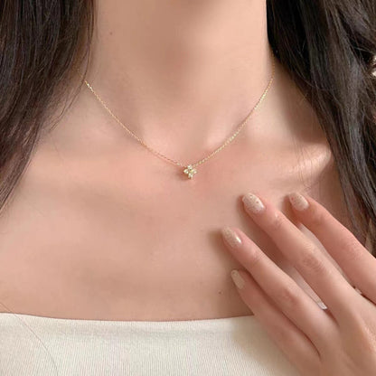 LGKGL Colar de Prata Esterlina 925 Banhado a Ouro 18K com Zircônias Brilhantes em Formato de Flor para Mulheres e Meninas Joias Exquisitas para Festas Presentes