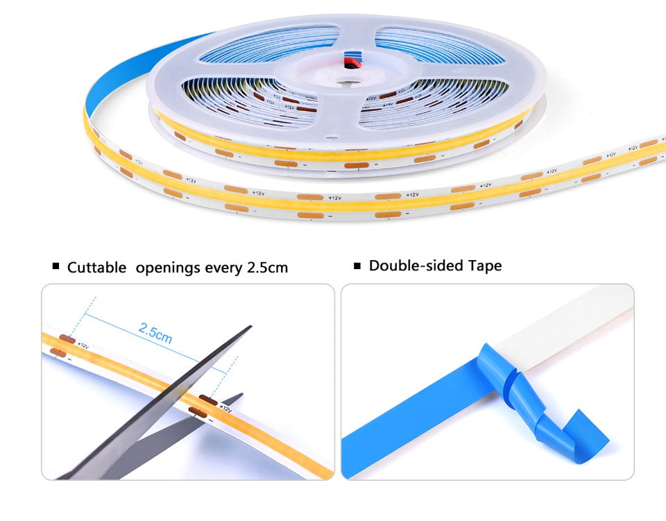 Smart Dimmable COB LED Strip Touch Sensor Lights for Kitchen Room Cabinet Wall Ceiling Backlight Christmas Decoration Lighting