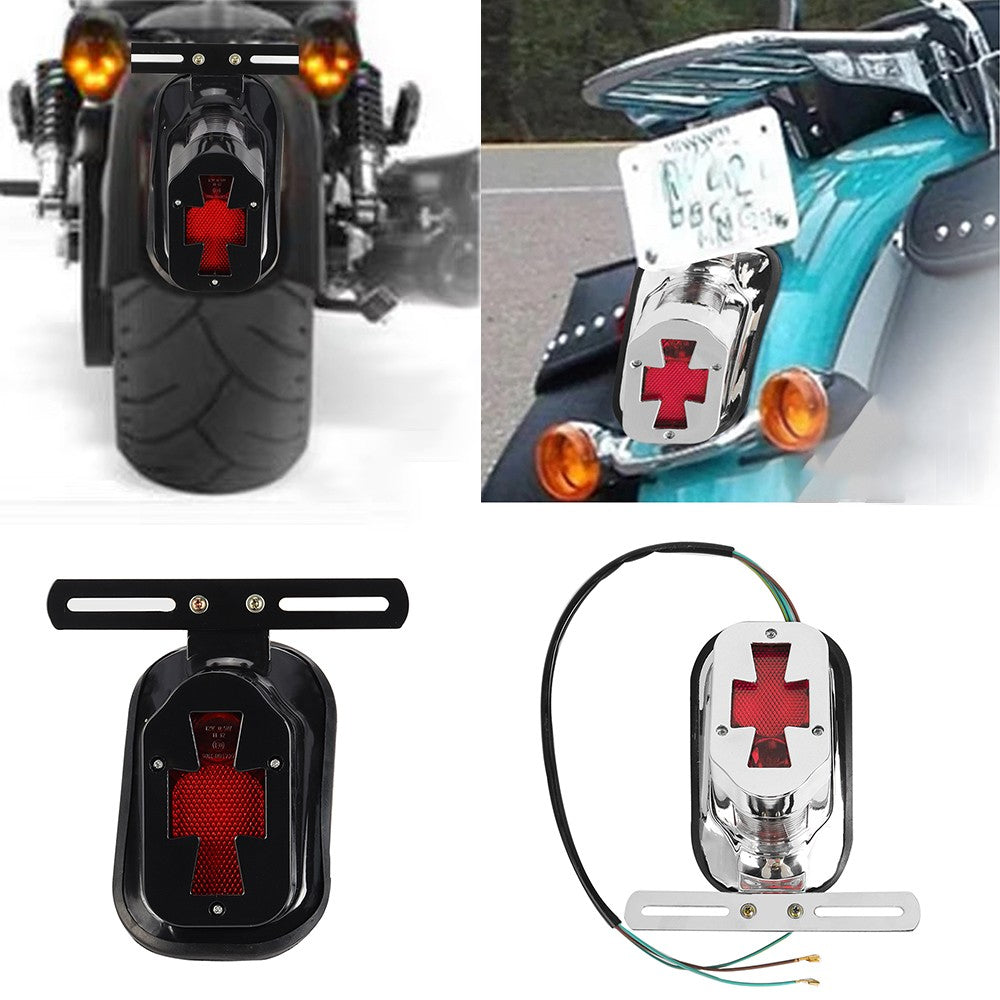 Para-lama traseiro de motocicleta com lâmpada de freio e luzes de placa Caveira Cruzada em Formato de Lápide Para Harley Chopper Bobber Personalizada