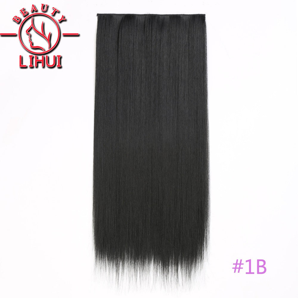 Extensões de cabelo sintéticas com clipe, longas e lisas, com 5 clipes em uma única peça, extensões de cabelo multicoloridas LIHUI