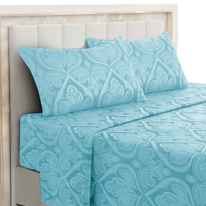 Lux Decor 4-Piece Paisley Bed Sheet Set – Soft Brushed Microfiber Sheets with 16" Deep Pockets – Wrinkle-Resistant Bedding