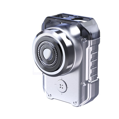 Electric MINI Travel Shaver Razor For Men Rechargeable IPX7 Waterproof Punk Mecha Design Pocket Face Beard Knife With Key Ring