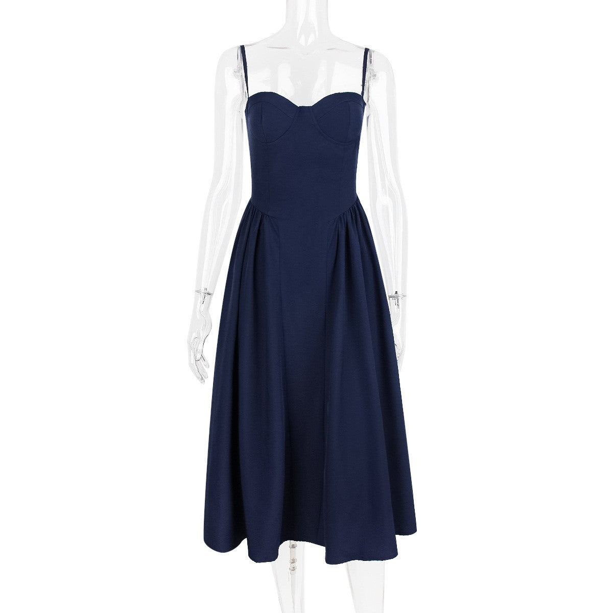 Summer Women Elegant Sleeveless Backless Pleated Dresses Lady Sexy Solid Sling M