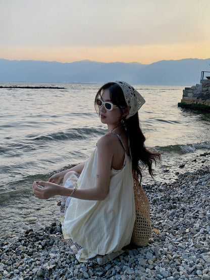 Vacation Mode Floral Slip Dress Women Mixed Print Layering Piece Slender Silhouette Destination Dress Coastal Grandmother Style