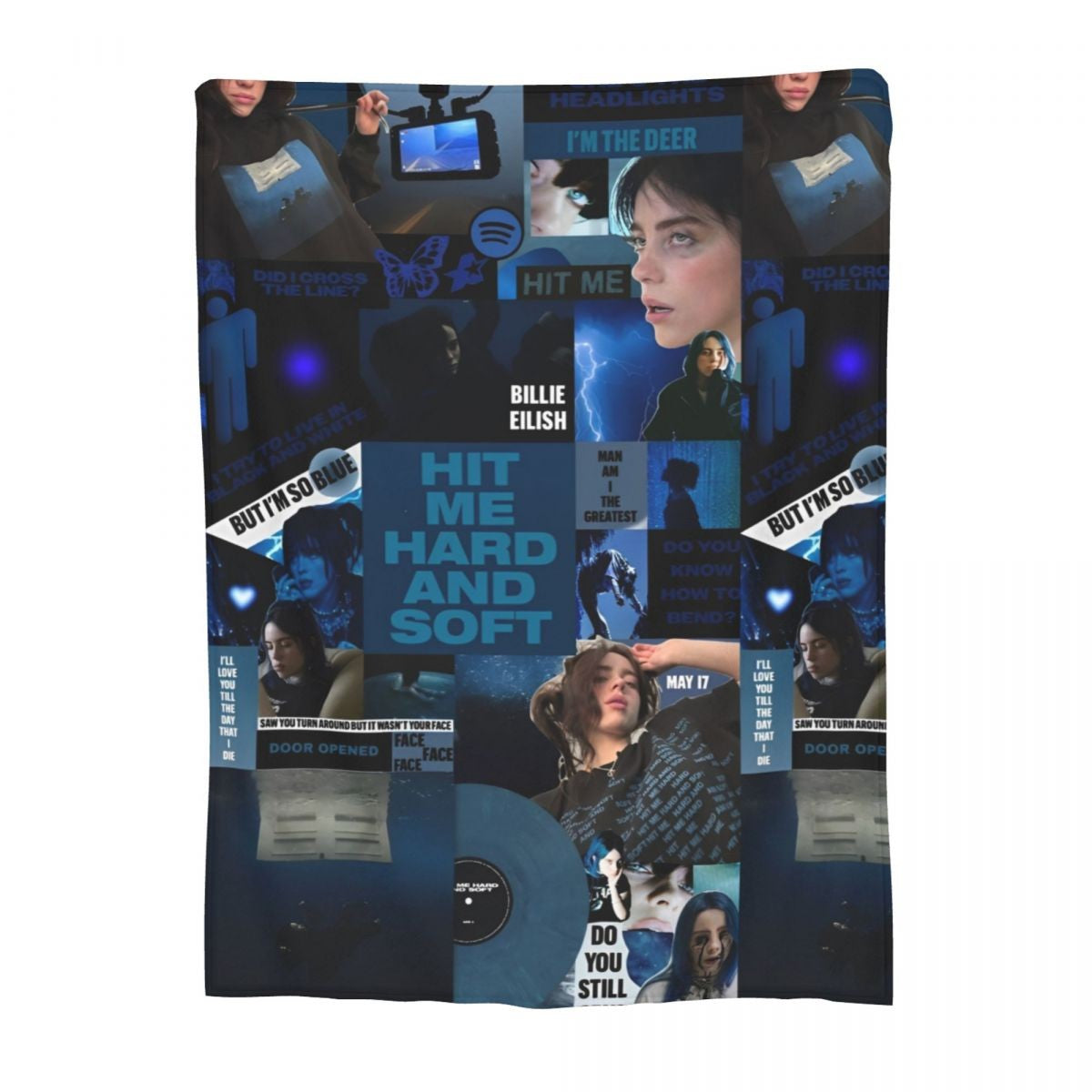 Manta de Lã Hit Me Hard And Soft Merch Billie Macia e Aconchegante para Carro e Quilt