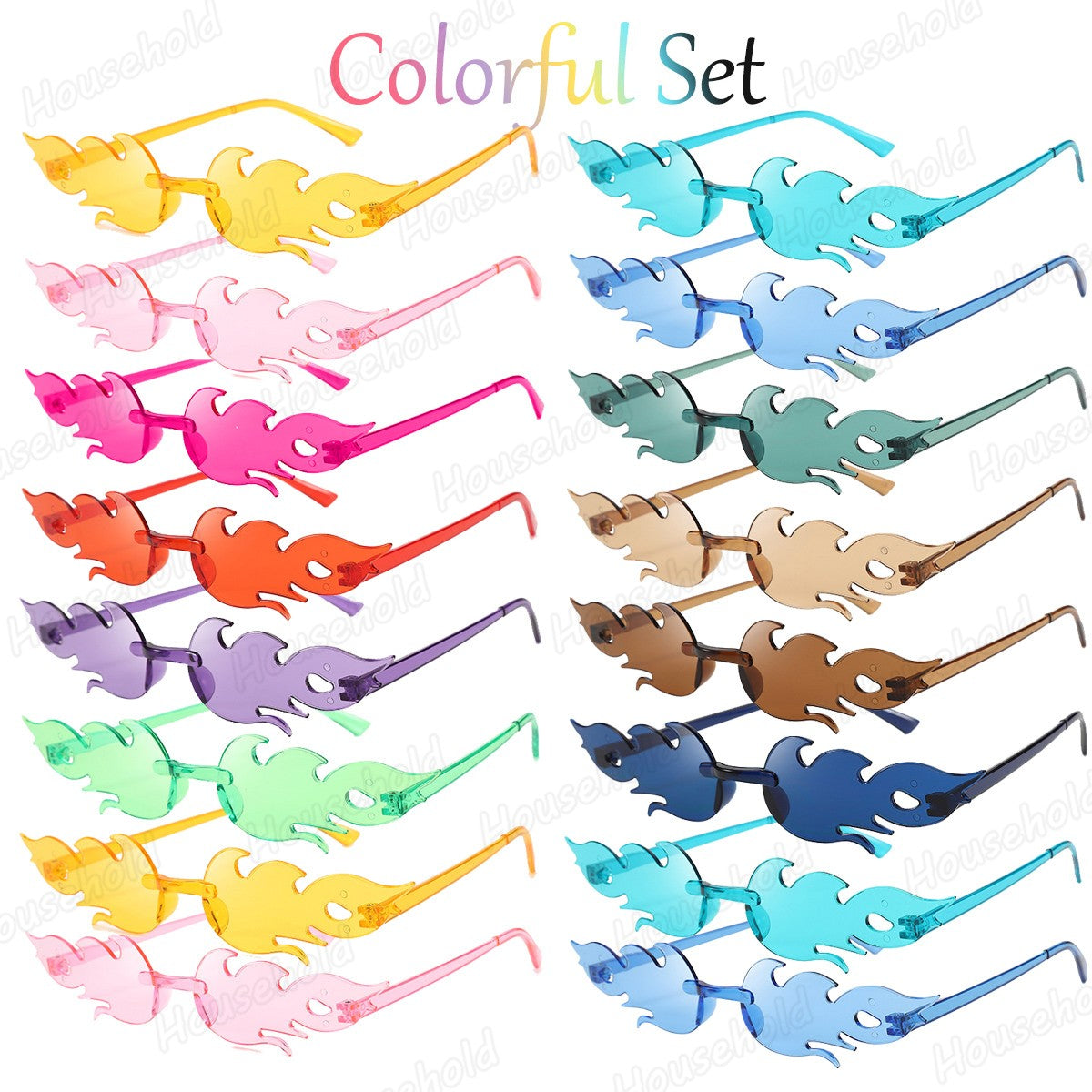 12-120Pcs Fire Flame Sunglasses Rimless Fire Sunglasses Candy Color Party Sunglasses Wedding Funny Sunglasses for Guest