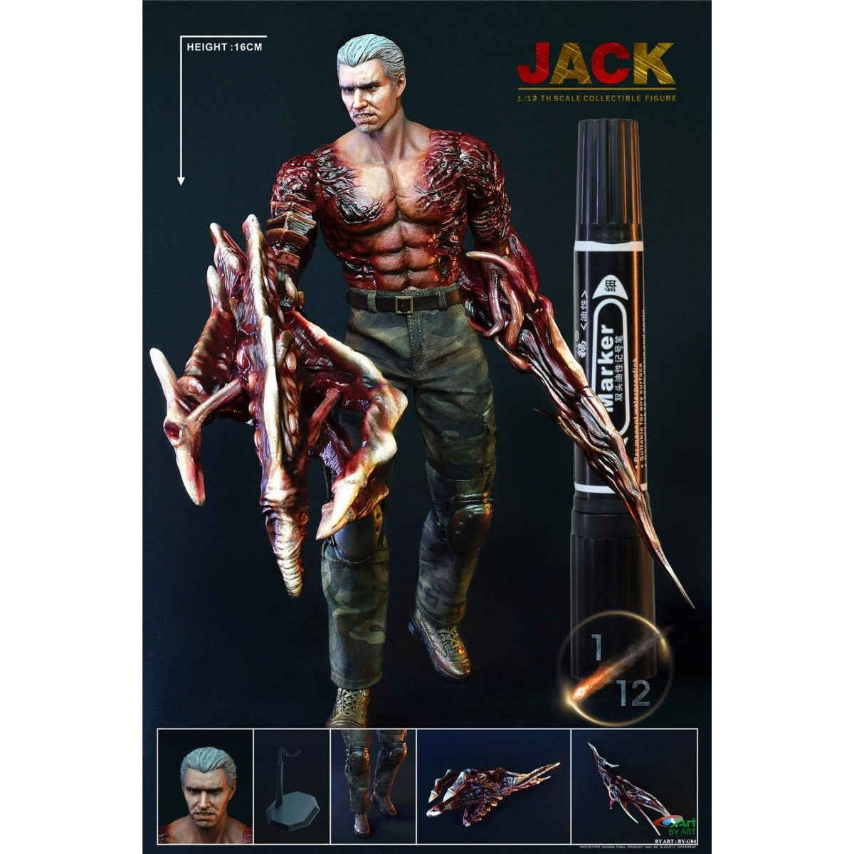 BY-ART 1/12 Resident Evil Jack Krauser Jack Krauser Action Figure BY-G04 Toy Collection Gift In Stock