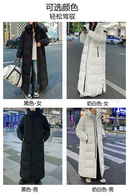 Maxbarley New 90 Goose Down Jacket Men Women Winter Thick Warm Long Knee Over Down Jacket High-quality Lightweight Puffer Coats