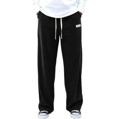 Mens Corduroy Joggers Pants Casual Cargo Pants Drawstring Elastic Waist Baggy Tapered Sweatpants with Pockets Outdoor Sweatpants