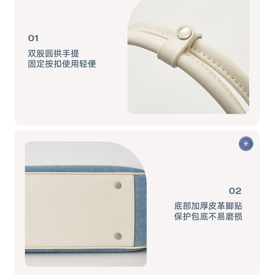 LEE Women Crossbody Shoulder Bag Double-strand Arched Handle Design Daily Travel Shopping Bag Stylish College Student Tote Bag