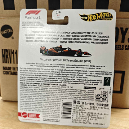 Novo Hot Wheels Premium 2025 F1 Racing Car Model Liga 1:64 Modelo Diecast Red Bull McLaren Mercedes Equipe Colecionável Veículo de Brinquedo