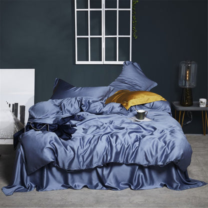 Lofuka Top Grade 100% Silk Green Bedding Set Queen King Silky Sexy Honeymoon Duvet Cover Bed Linen Flat Sheet Pillowcase