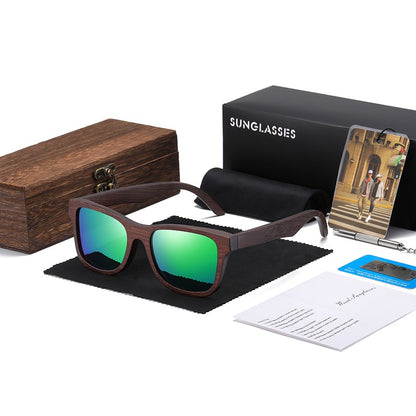 Óculos De Sol GM De Madeira De Bambu Natural Feitos À Mão Polarizados Lentes Com Revestimento Espelhado Com Caixa De Presente