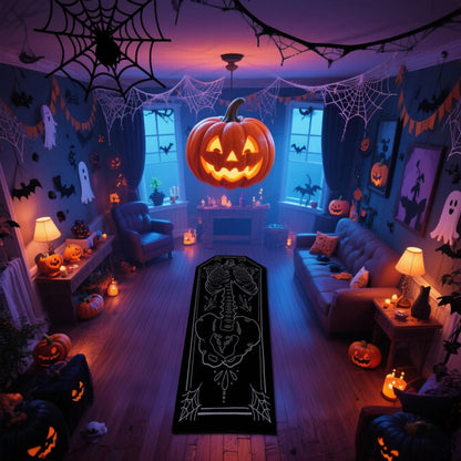 VIKAMA Halloween Gothic Coffin Rug - Soft and Comfortable for Living Room and Bedroom - Horror Theme Home Decoration