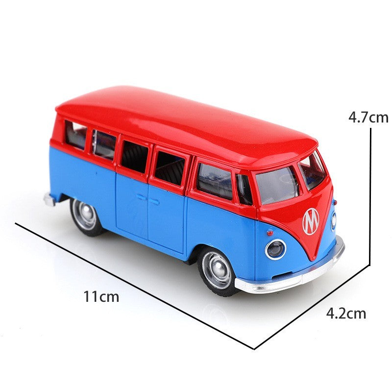 1:38 Alloy Diecast Volkswagen T1 Vintage Van Car Model Classic Pull Back Miniature Vehicle Replica For Collection Gift for Kids
