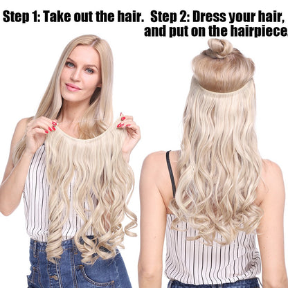 BENEHAIR Cabelo Sintético com Fio Invisível Sem Clipes Extensões de Cabelo Linha Secreta de Pesca Apliques de Cabelo Falso Para Mulheres