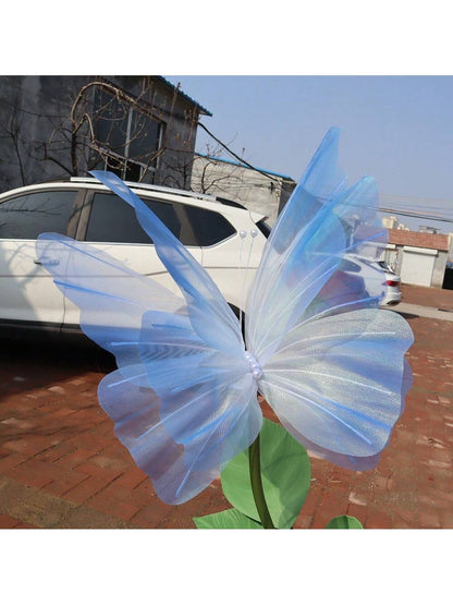 1/2/4pcs 50cm 3D Gradient Silk Butterfly,Wavy Petal Edge,Glitter Org Layered,for Wedding/Party/Photo Gift