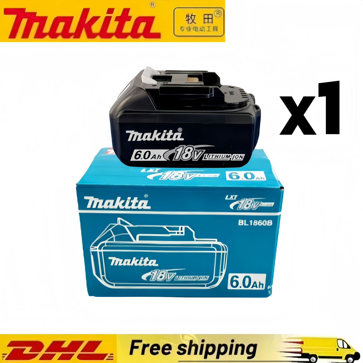 Bateria Genuína Makita BL1860 18V 6Ah para Ferramentas Elétricas, Substituição Li-ion LXT BL1850 BL1840 para Parafusadeira 18V com BMS TPCELL 18V