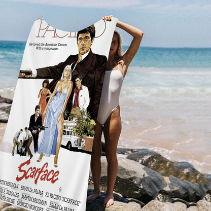 Classic Movie Scarface Bath Towel Microfiber Soft Water Absorbing Breathable For Girl Kids Decorative Cartoon Beach Towel
