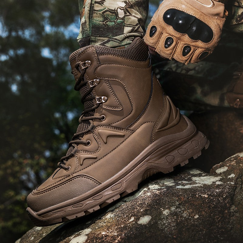 Botas masculinas de caminhada, combate ao ar livre, táticas casuais, versáteis e da moda