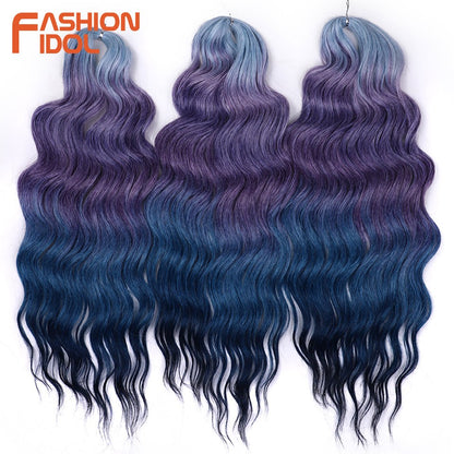 FASHION IDOL Cabelo de Crochê Torção Laranja Extensões de Cabelo Trançado de Onda Profunda Sintética Cabelo Onda de Água 24 Polegadas Fibra Resistente ao Calor