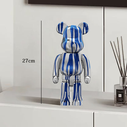Estátua Urso Graffiti 27cm Bloco Tinta Urso Decoração Enfeites de Resina para Desktop Decoração de Casa Sala de Estar Urso Escultura de Chão Presentes