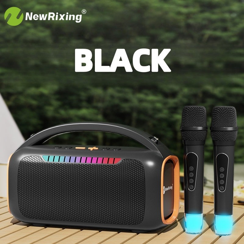 Máquina de Karaokê com 2 microfones, sistema de karaokê portátil, luz RGB, 30W, conexão automática ao ligar, para BT5.3/USB/TF/AUX