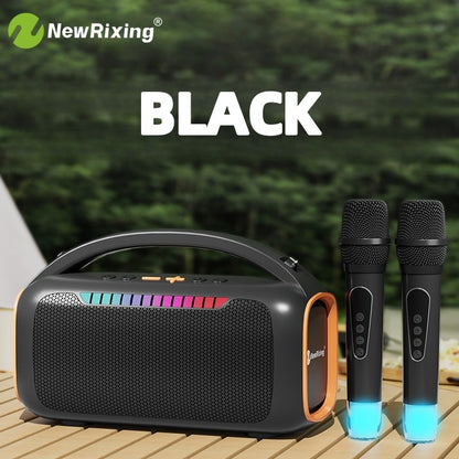 Máquina de Karaokê com 2 microfones, sistema de karaokê portátil, luz RGB, 30W, conexão automática ao ligar, para BT5.3/USB/TF/AUX