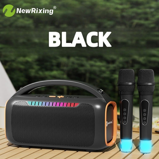 Máquina de Karaokê com 2 microfones, sistema de karaokê portátil, luz RGB, 30W, conexão automática ao ligar, para BT5.3/USB/TF/AUX