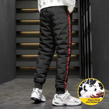 Men's down Pants Thiened Winter Outerwear Warm Long Trousers Du down Cold Resistance Cotton Pants Leisure Casual Sports