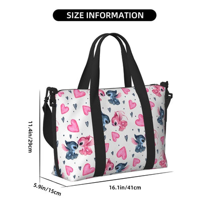 Custom Large SLilo And Stitch Cartoon Tote Bag Women Anime Shopping Shoulder Beach Gym Travel Bag