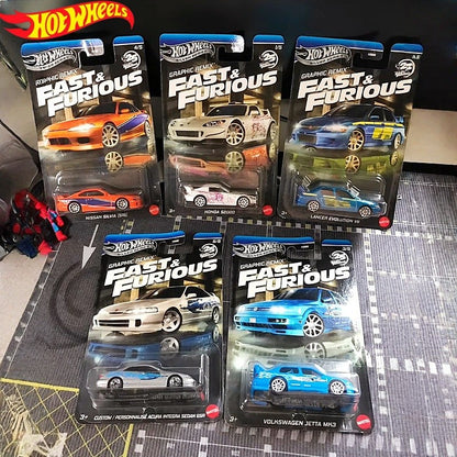 Hot Wheels Velozes e Furiosos HNR88L Carros Colecionáveis Die-Cast Escala 1/64: Honda S2000 Lancer Evolution VII Nissan Silvia S15