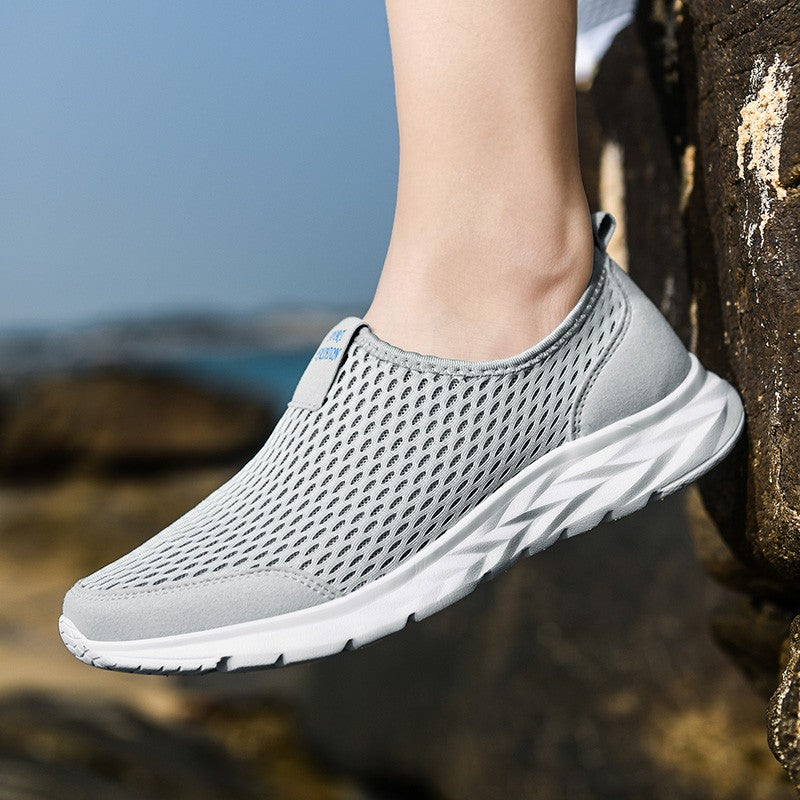 Tênis Masculino YRZL Respirável em Mesh, Casual, Antiderrapante para Uso Externo, Tamanho Grande, Loafer Leve para Caminhada, Calçado Masculino de Tênis