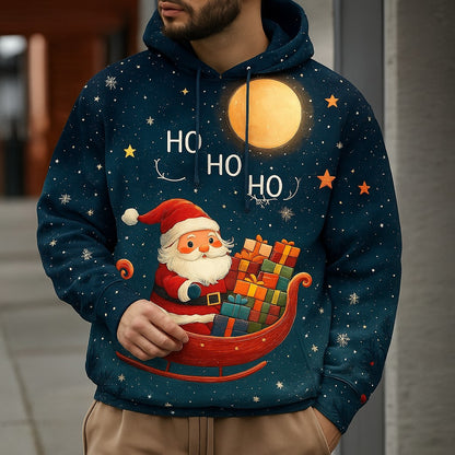 Men's Christmas Santa Claus 3D Print Hoodies,Festive Winter Design Hooded, Long Sleeve Hooded Style,Seasonal Holiday Casual Wear