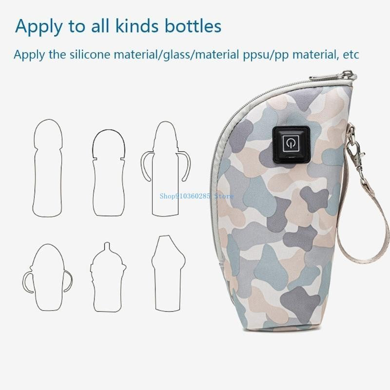 K9FF Adjustable Temperature Control Breast Milk Heater Bag Portable USB Baby Bottle Warmer 5V 2A Heating Travel Milk Warmer