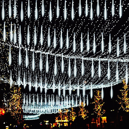 30/50CM LED Meteor Shower Rain Lights Waterproof Falling Raindrop Fairy String Light for Christmas Holiday Party Patio Decor
