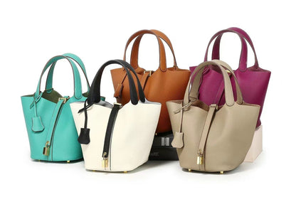 New Leather Luxury Handbag, High-end Soft Leather Bucket Bag, Cowhide Portable Gift Bag, Commuting Versatile Women's Bag