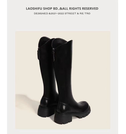 Real Soft Leather Boots 2025 Autumn And Winter New Knight Boots Height Increasing And Slimming Boots Thick Soled High Boots Long