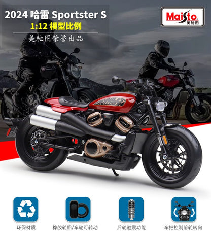 Maisto 1:12 Harley 2024 Sportster S Motocicleta Pesada Off-road Simulação Liga Modelo Brinquedo Coleção Peça de Exibição Presente