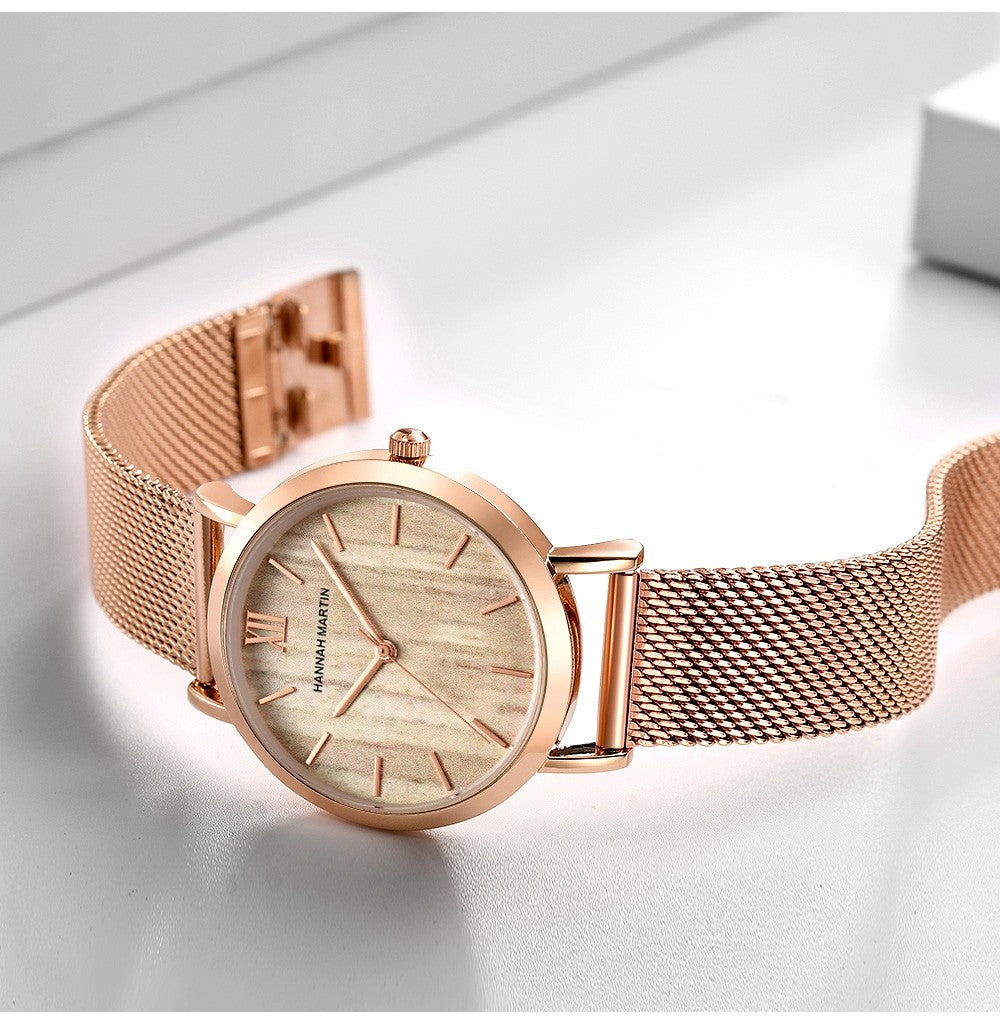 HANNAH MARTIN Brand Quality Stainless Steel Japan Quartz Movement Waterproof Women 36mm Full Rose Gold Ladies Dropshipping Watch