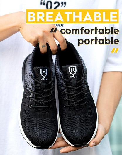Sapatos de segurança leves para mulheres e homens, tênis de trabalho com amortecimento de ar, sapatos com bico de aço, botas de segurança para construção, sapatos de trabalho anti-impacto.