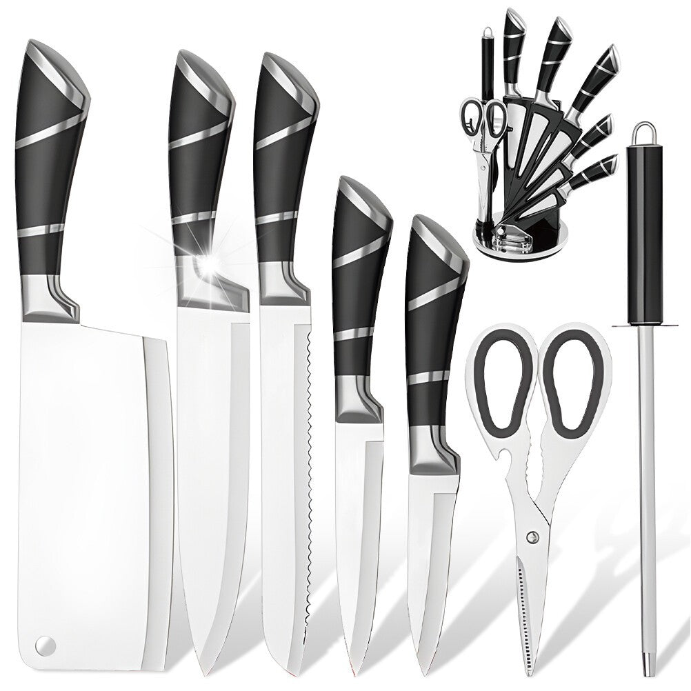 Conjunto de Facas de Cozinha de Aço Inoxidável ZENG Afiadas Revestidas Antiaderentes Facas de Chef com Amolador para Cortar Fatiar Picar e Trocear