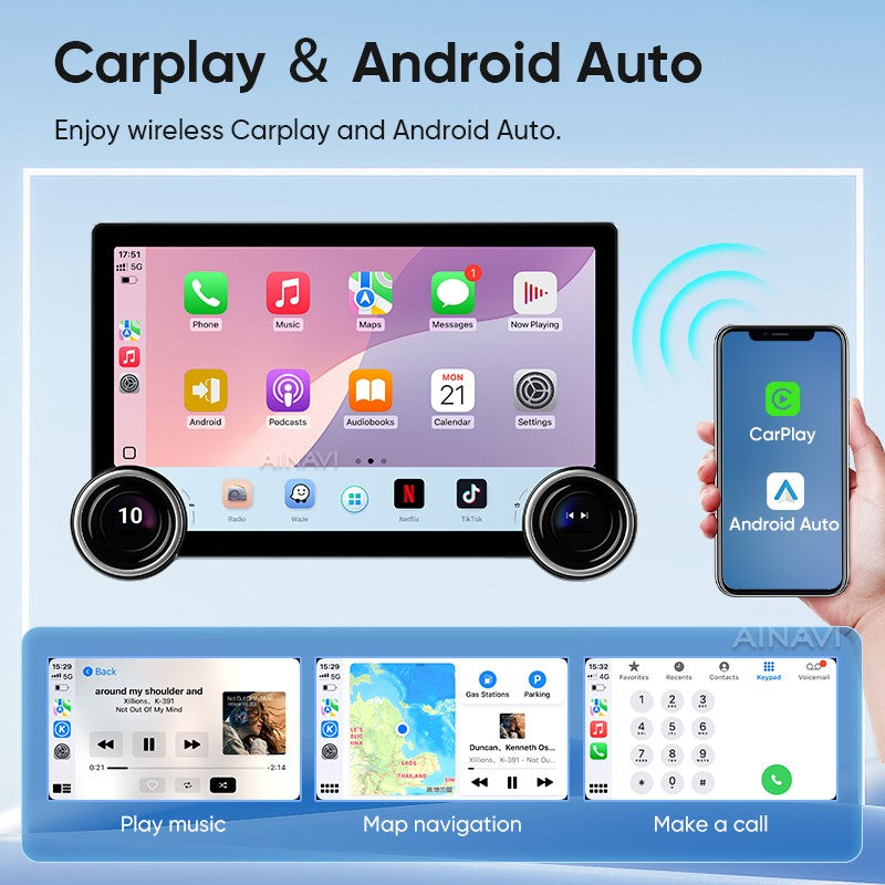 Ainavi 2K Screen Car Radio For Toyota RAV4 2020 2021 2022 2023 2024 2025 XA50 RAV 4 Wireless Carplay Android Auto Car Multimedia