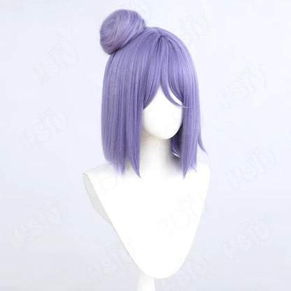Perruque de Cosplay Konan HSIU, cheveux synthétiques courts violets de 40CM, résistants à la chaleur + bonnet de perruque
