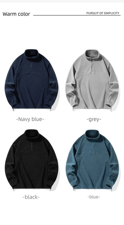 2025 New Style Stand Collar Sweater Half Zipper Pullover Long Sleeve Polar Fleece Men's Autumn And Winter Thick Base Warm
